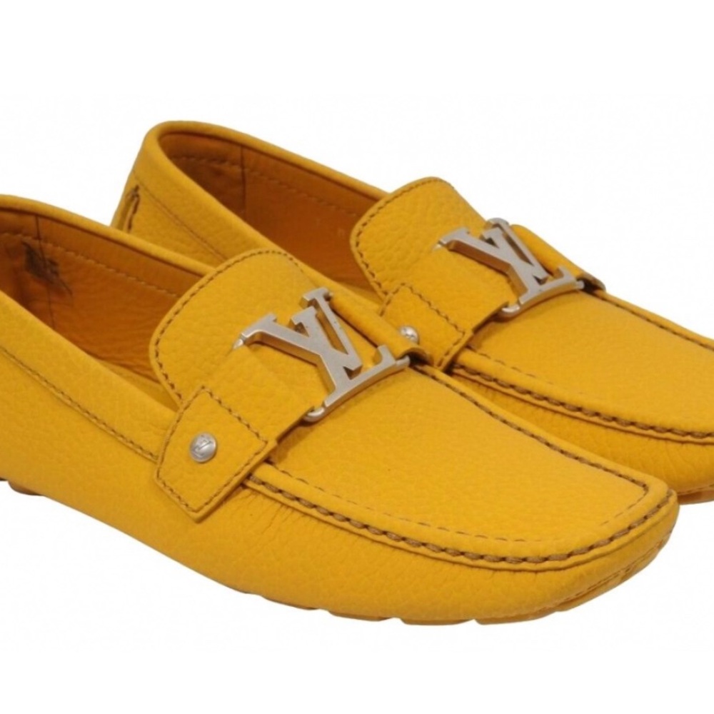 Louis Vuitton Yellow Loafers with Silver Accent